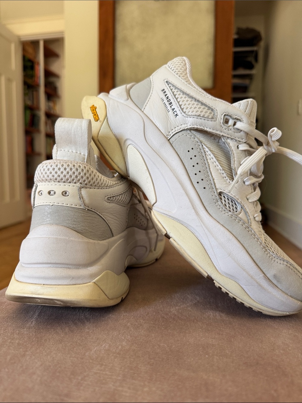 Brandblack White & Off-White Chunky Mesh Leather Sneakers